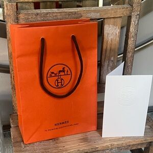 Hermès Orange Small Shopping Bag with Card
